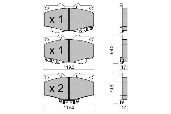 Jeu de 4 plaquettes de frein AISIN ref. BPTO-1019